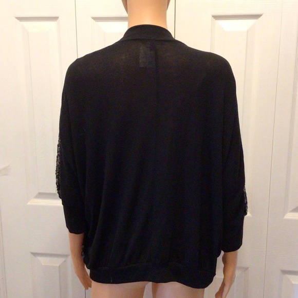 Sievercute Womens Black Sequin Dolman Sleeve Open Front Cardigan Size Small - Picture 3 of 7